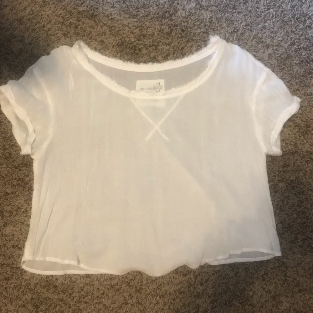 Sheer White Free People Short Sleeve Top